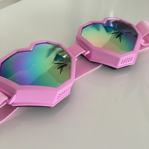 Pink Heart Shape Goggles Mirror Sunglasses main image 6